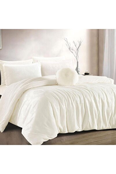 Alhabib bedding مفرش مزدوج جاكارد كريمي يناسب سرير مقاس 200x200 سم 7 قطع