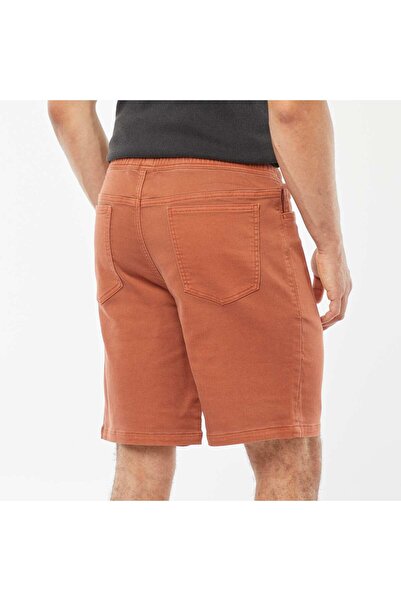 KİABİ Plain Bermuda shorts with elasticated waist and drawstring ties BROWN