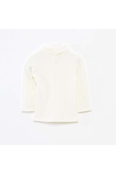 KİABİ Ribbed Knit Undershirt with Decorative Cotton Flowers WHITE