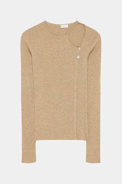 W Collection BEJ ASİMETRİK YAKA TRİKO