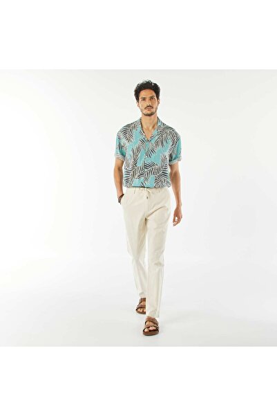 KİABİ Straight-leg linen-blend chinos WHITE