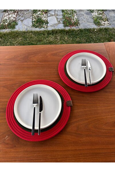 homeınn Christmas Themed Red and Green 2-Piece Straw-Looking American Tablecloth – Stain Resistant – 33X33 cm