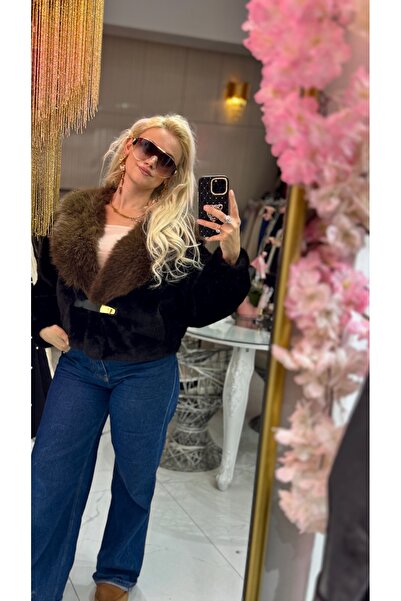 ŞEHRAZAT BUTİK Belt Detailed Short Design Fur