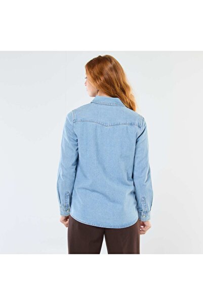 KİABİ Denim Shirt with Flap Pockets BLUE