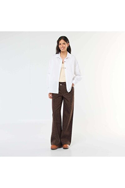 KİABİ Oversized Shirt with Decorative Buttons WHITE