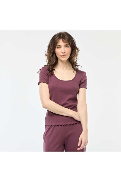 KİABİ تي شيرت حياكة مضلعة ومضلع