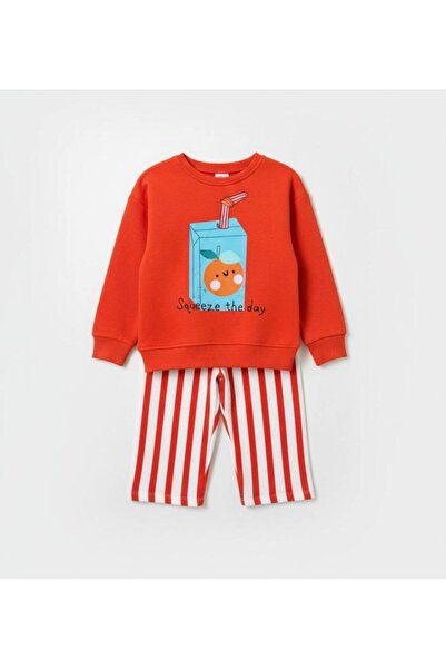 KidsSel Girl's Printed Model 3 Thread Cotton Fabric Bottom Top Set