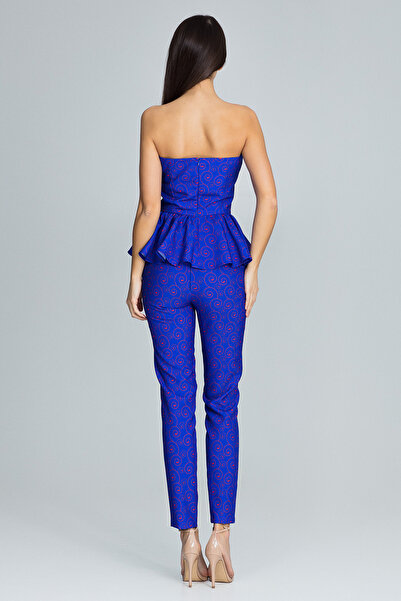 Figl Set pantaloni și bluză - bluză cu corset - pantaloni lungi de damă - albastru M606 mărimea L