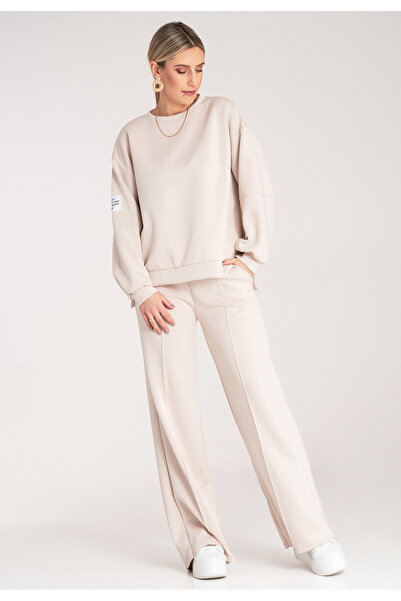 Figl Loose-fitting tracksuit - Women's tracksuit set - Beige set M1168 size S/M