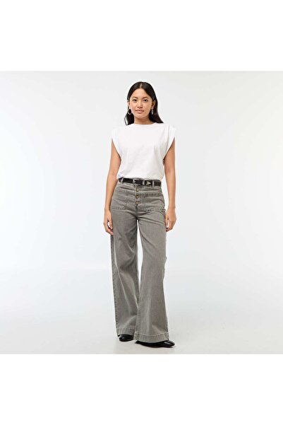 KİABİ Wide Leg Denim Pants GREY