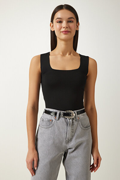 Lovelyİstanbul Square Neck Knitwear Blouse Lus0004 Black