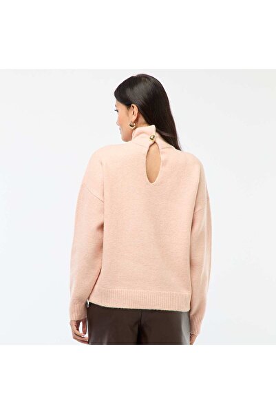 KİABİ Soft sweater with jeweled back slit PINK