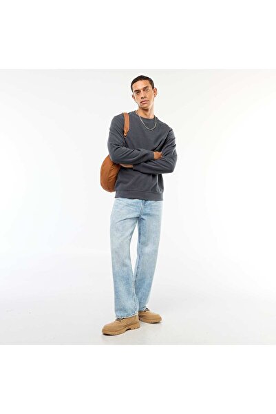 KİABİ Regular Fit Textured Knit Sweater BLUE