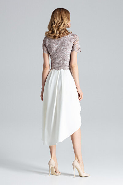 Figl Blouse and skirt set - lace top - asymmetric skirt - beige ecru M641 size L