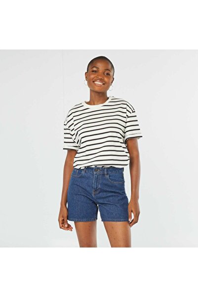 KİABİ High-waisted denim shorts BLUE