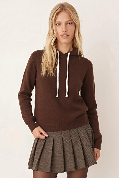 armonika Γυναικείο φούτερ καφέ Εσωτερικό Σ επένδυση fleece K με κουκούλα ARM-26K135014