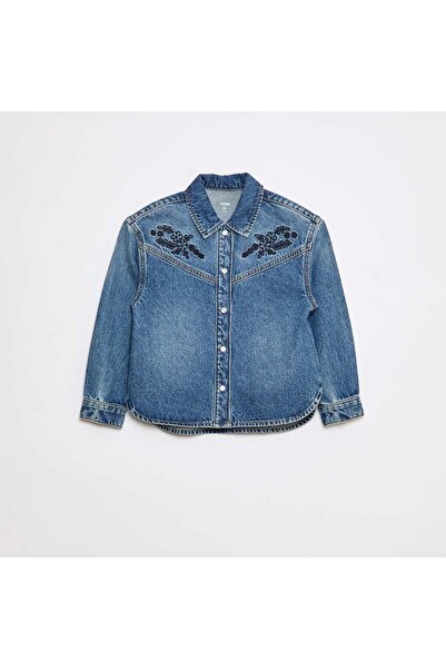 KİABİ Denim shirt with embroidery BLUE