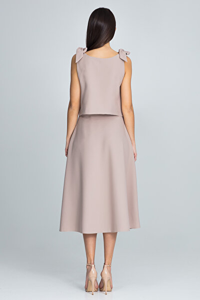 Figl Skirt and blouse set - strappy top - flared skirt - beige M578 size XL