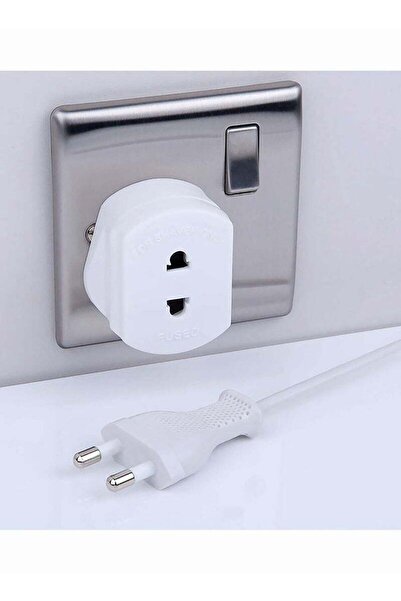 Generic Europe to UK Travel Adapter Plug Converter 2 Pin to 3 Pin 1A with Fuse - White