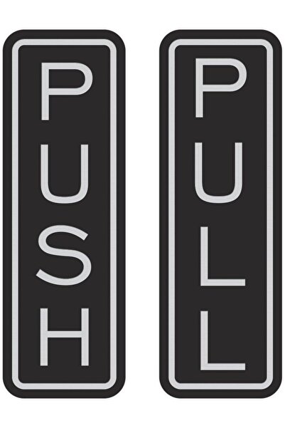 Slasa لافتة باب عمودية قابلة للدفع والسحب (12.7×4.1 سم، أسود فضي، عبوة من 5 ق...