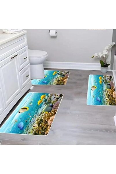Casa de Vis Bathroom rug set, 3 pieces, polypropylene, 60 x 100 cm, non-slip, multicolor, Casa de Vis, W-07