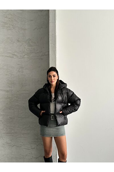 Fashionbox Women's Gel Padding Hooded Zippers Waterproof Inflatable Coat 25222