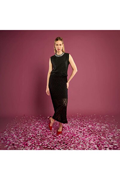 KİABİ Long Lace Skirt BLACK