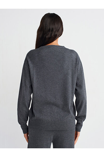 Dilvin Crew Neck Wool Basic Knit Sweater