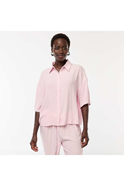 KİABİ Striped Short-Sleeve Shirt PINK