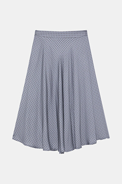 W Collection GRİ DESENLİ MİDİ ETEK