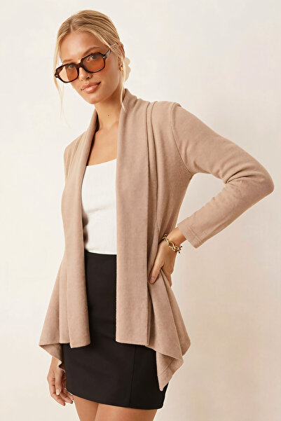 armonika Women's Beige Patterned Knitwear Casual Cardigan Arm-26K001006