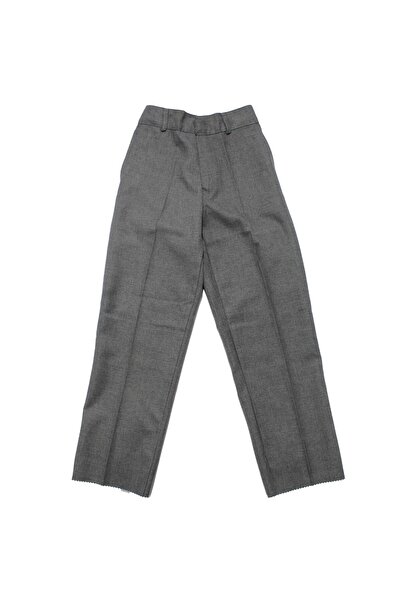 bebegen Boy's Gray Elastic Waist Stitch-Free Pipe Leg Fabric School Trousers