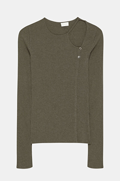 W Collection HAKİ ASİMETRİK YAKA TRİKO