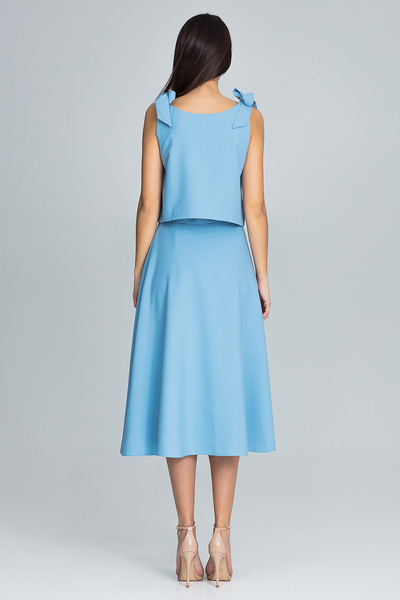 Figl Set fustă și bluză - top cu bretele - fustă evazată - albastru M578 mărimea M