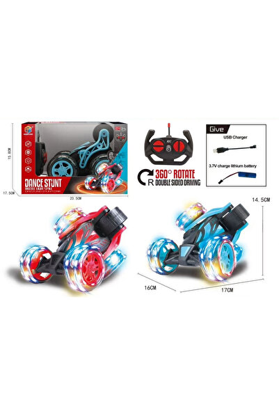 Toysea RC Dance Stunt Car with LED Lights, Double-Sided 360° Flip Vehicle with USB Charger
