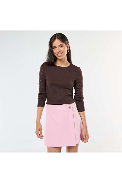 KİABİ تي شيرت بني بأكمام طويلة