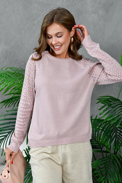 Park Karon Tricotaj pentru femei guler rotund Mâneci tricotaj cu aspect dante...