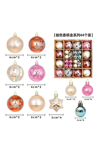 NO BRAND زينة عيد الميلاد، 44 زينة ملونة، زينة شجرة عيد الميلاد