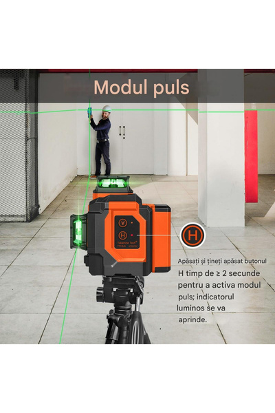 OEM 3D cross laser level with 12 lines, rechargeable Li-Ion 5200mAh,3x360° self-leveling, remote control