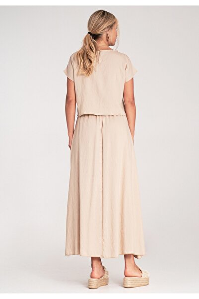 Figl Blouse and skirt set - Women's summer set - Beige set M1219 size L/XL