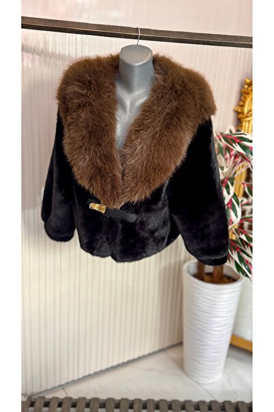 ŞEHRAZAT BUTİK Belt Detailed Short Design Fur