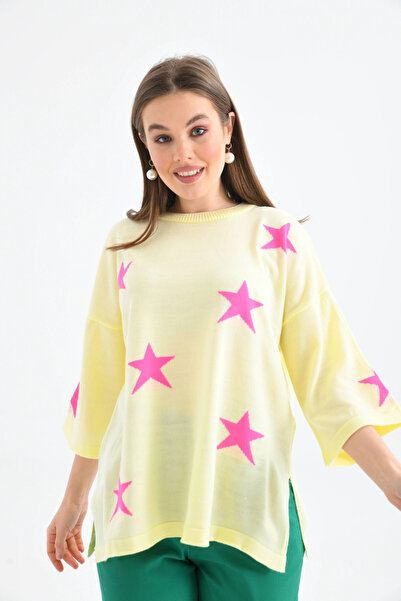 Park Karon Γυναικείο πλεκτό πουλόβερ με λαιμόκοψη oversized άνοιγμα