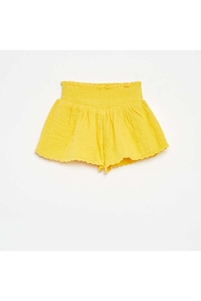 KİABİ Embroidered cotton gauze shorts YELLOW