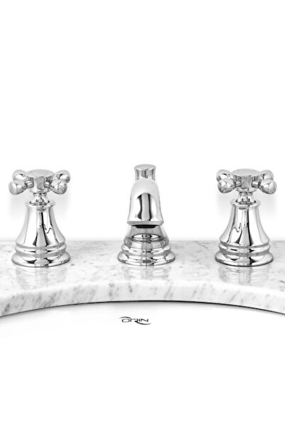 Maison Mex Baterie lavoar cu 2 manere, DAHLIA, L.27.3 l.19.2 H.10.6 cm, cromat