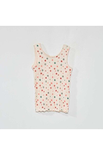 KİABİ Printed ribbed knit vest top PINK