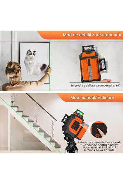 OEM 3D cross laser level with 12 lines, rechargeable Li-Ion 5200mAh,3x360° self-leveling, remote control
