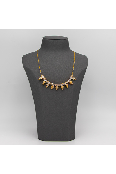 Generic Luxury women's gold-plated alternative jewelry set with sparkling cubic zirconia stones – elegant leaf design