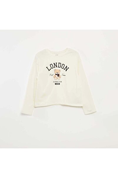 KİABİ Long-sleeved printed T-shirt BEIGE