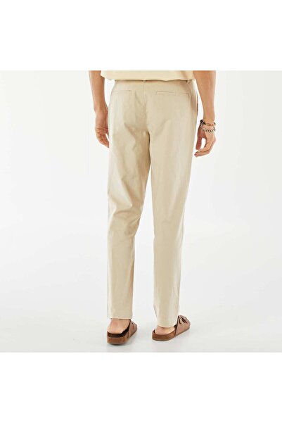 KİABİ Straight-leg linen-blend chinos BEIGE