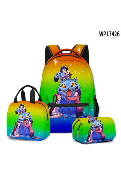 OEM K-POP Hunter Girls, Student Backpack, 3-Piece Set (Backpack + Lunch Bag + Pencil Case), Style 2